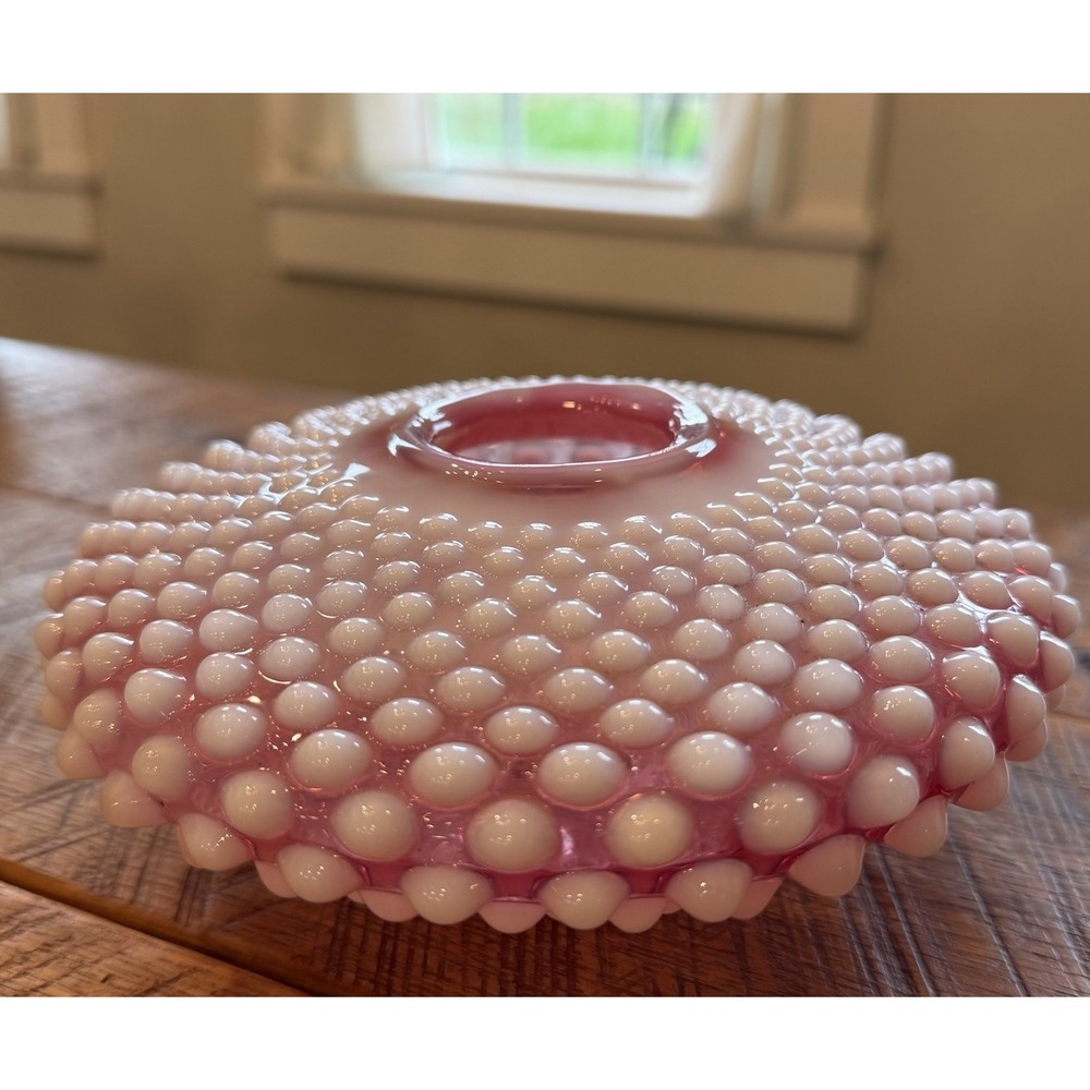 Vintage Fenton Cranberry Opalescent Hobnail Squat Vase